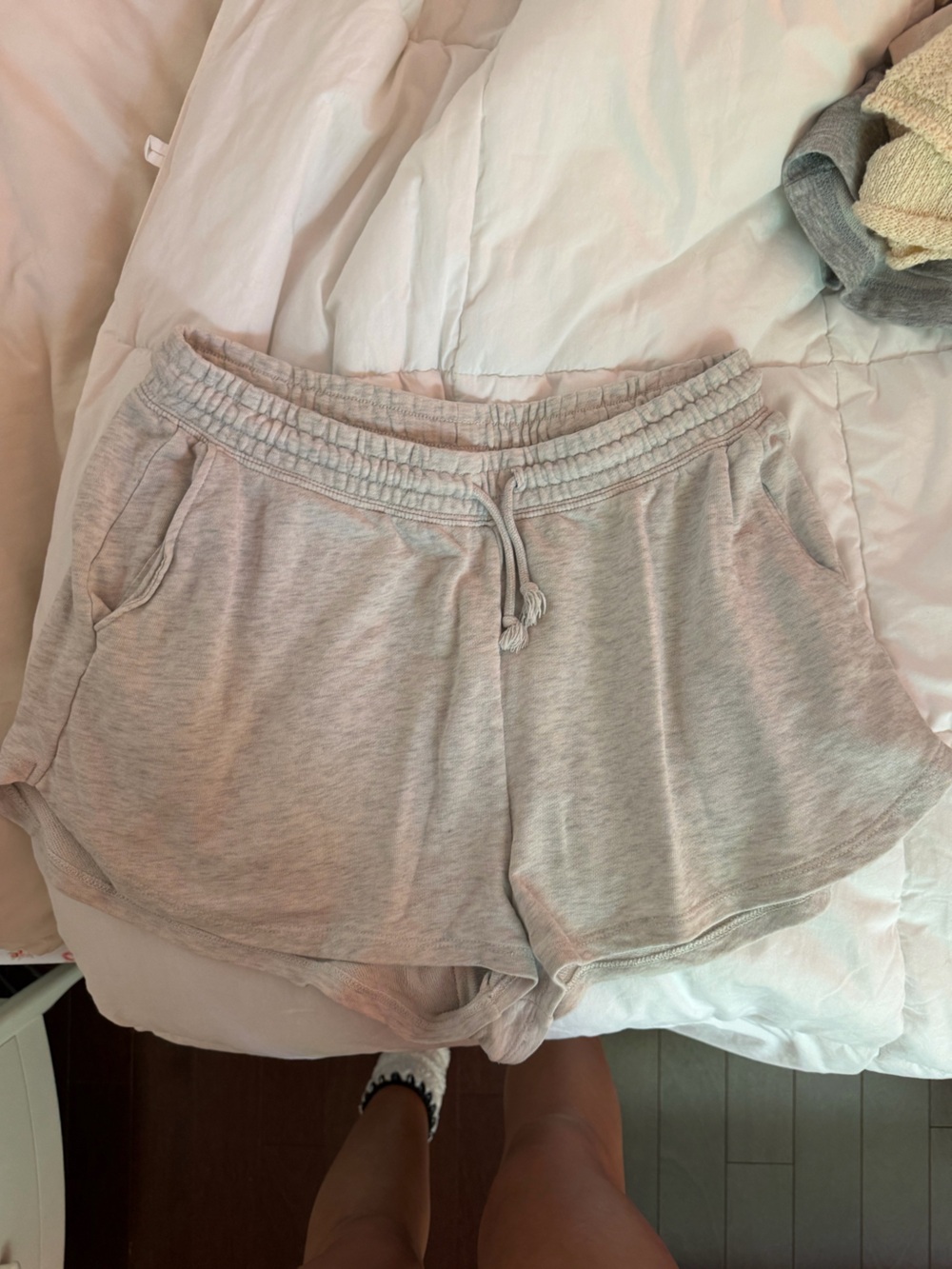 H&M Light Heather Gray Athletic Drawstring Shorts